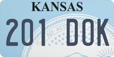 KS license plate 201DOK
