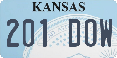KS license plate 201DOW