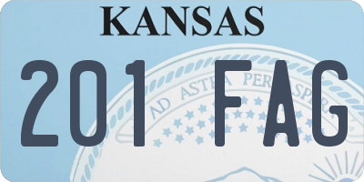 KS license plate 201FAG