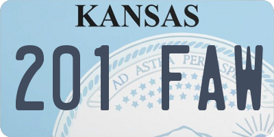 KS license plate 201FAW