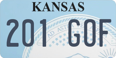 KS license plate 201GOF