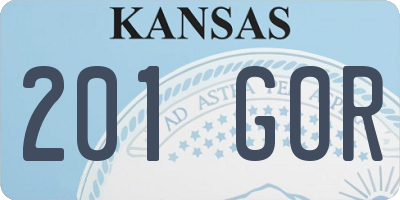 KS license plate 201GOR