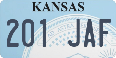 KS license plate 201JAF