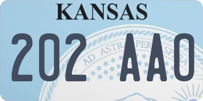 KS license plate 202AAO