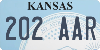 KS license plate 202AAR
