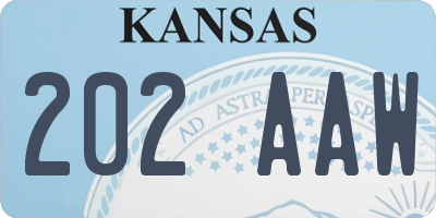 KS license plate 202AAW