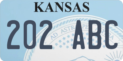 KS license plate 202ABC