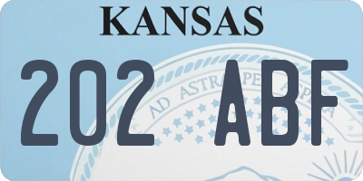 KS license plate 202ABF