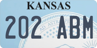 KS license plate 202ABM