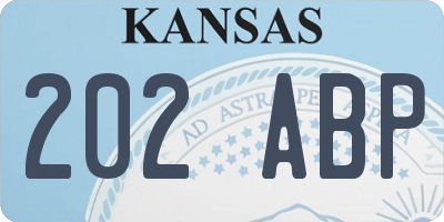 KS license plate 202ABP