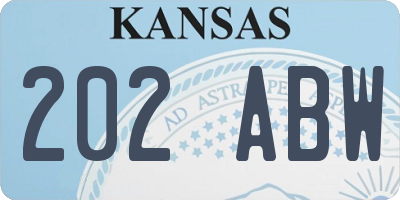 KS license plate 202ABW
