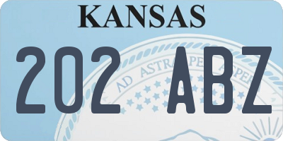 KS license plate 202ABZ