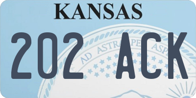 KS license plate 202ACK