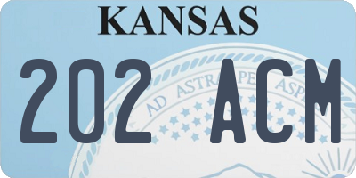 KS license plate 202ACM