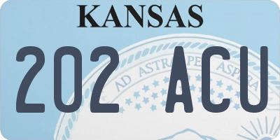 KS license plate 202ACU