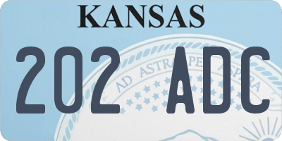 KS license plate 202ADC