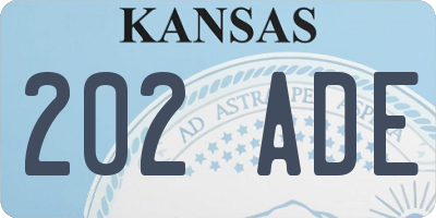 KS license plate 202ADE