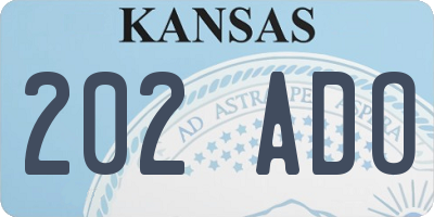 KS license plate 202ADO