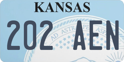 KS license plate 202AEN