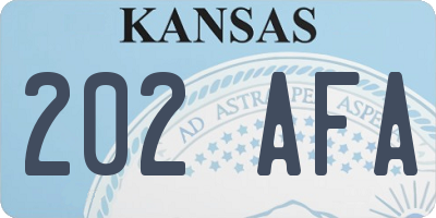 KS license plate 202AFA