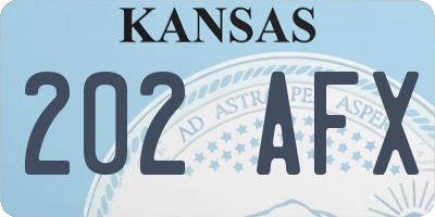 KS license plate 202AFX