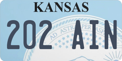 KS license plate 202AIN