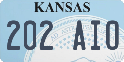 KS license plate 202AIO