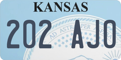 KS license plate 202AJO