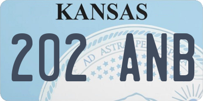 KS license plate 202ANB