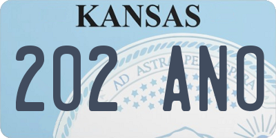 KS license plate 202ANO