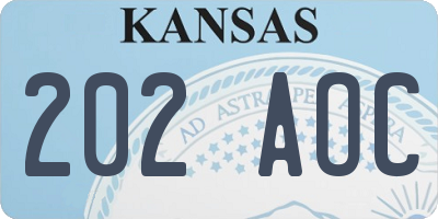 KS license plate 202AOC