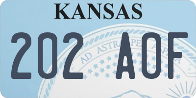 KS license plate 202AOF