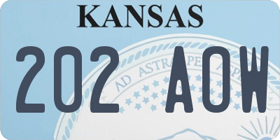 KS license plate 202AOW