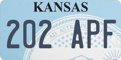 KS license plate 202APF