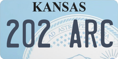 KS license plate 202ARC