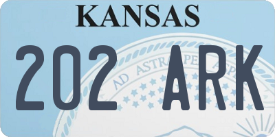 KS license plate 202ARK