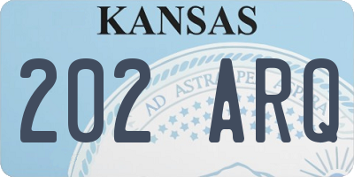 KS license plate 202ARQ