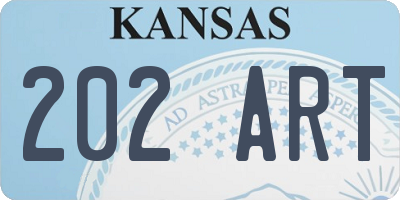 KS license plate 202ART