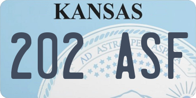 KS license plate 202ASF