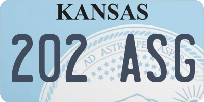 KS license plate 202ASG