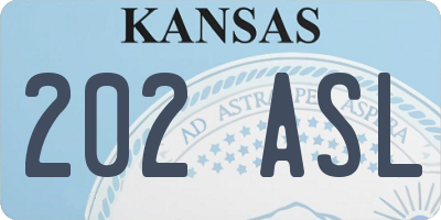 KS license plate 202ASL