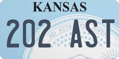 KS license plate 202AST