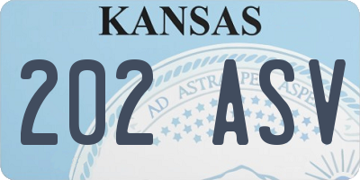 KS license plate 202ASV