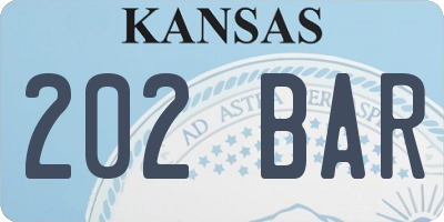 KS license plate 202BAR