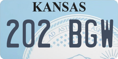 KS license plate 202BGW