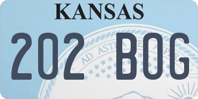 KS license plate 202BOG