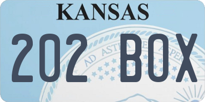 KS license plate 202BOX
