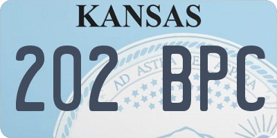 KS license plate 202BPC