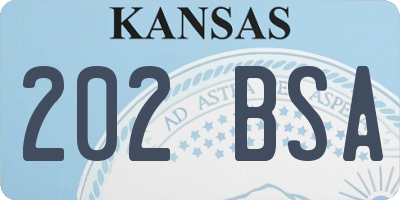 KS license plate 202BSA