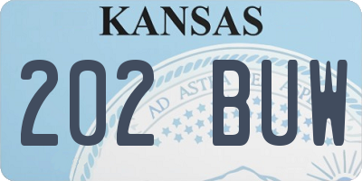 KS license plate 202BUW